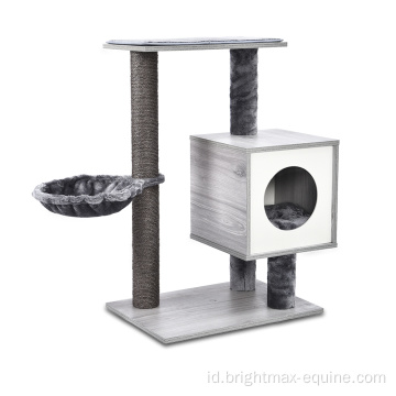 Furnitur Kucing Kecil Sisal Post Plush Hammock Tower Tower Wood Condo Cat Tree